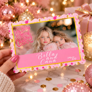 Cartão De Festividades Confetti de Natal em Rosa Dourado Festivo Foto de