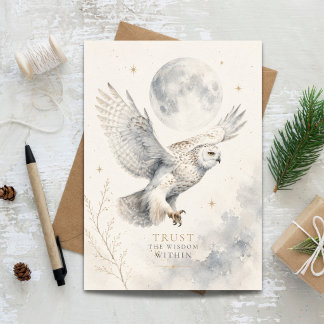 Cartão De Festividades Confie na Sabedoria Dentro da Coruja Snowy