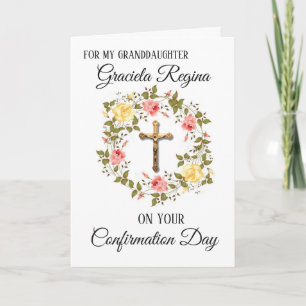 Cartão De Festividades Confirmação de Sacramento Crucifix Verruga Floral