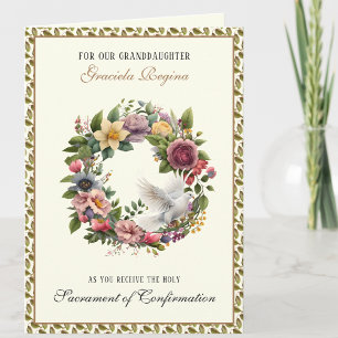 Cartão De Festividades Confirmação de Sacramento Espírito Santo Floral