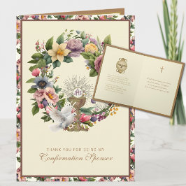 Cartão De Festividades Confirmação Patrocinador Obrigado Religioso  