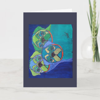 Cartão De Festividades Confortavelmente como 3 Pugs