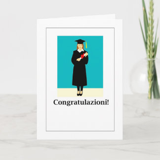 Cartão De Festividades Congratulazioni! - Graduation Cap and Gown