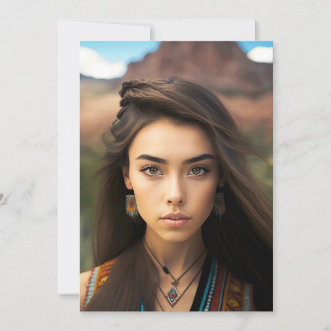 Cartão De Festividades Conjunto De Jovens Lindas Mulheres Nativas America (Frente)