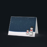 Cartão De Festividades Constelação de Neves<br><div class="desc">Dois bonitinhos de neve numa cena de inverno nevado estão olhando para o céu acima para a constelação estelar deles no céu escuro. Uma ilustração muito bonita para o inverno e especialmente para o Natal.</div>