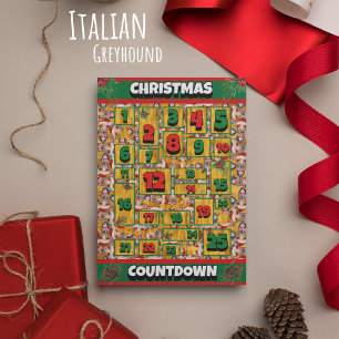 Cartão De Festividades Contagem Regressiva de Natal do Cão Galgo Italiano