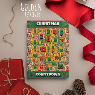 Cartão De Festividades Contagem Regressiva do Cão Retriever Dourado Natal