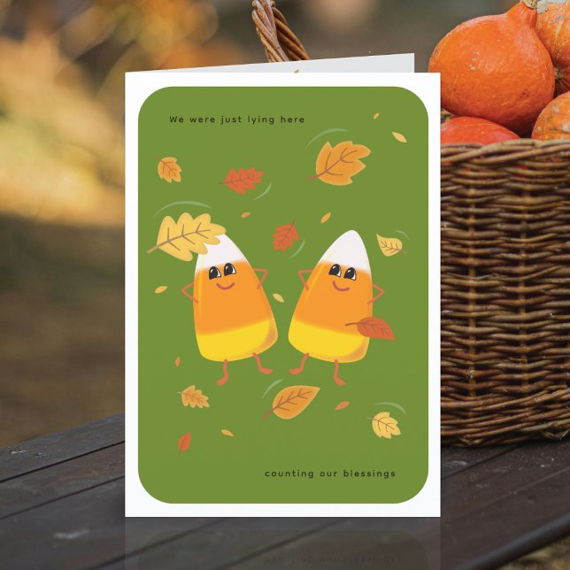 Cartão De Festividades Contando Bênçãos | Queda de milho verde doce (Criador carregado)