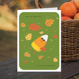 Cartão De Festividades Contando Minhas Bênçãos | Candy Corn Verde de Outo