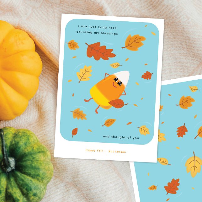 Cartão De Festividades Contando Minhas Bênçãos | Caudal de milho azul (Criador carregado)