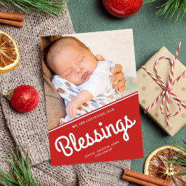Cartão De Festividades Contando Nossas Bênçãos | Foto de Bebê de Natal