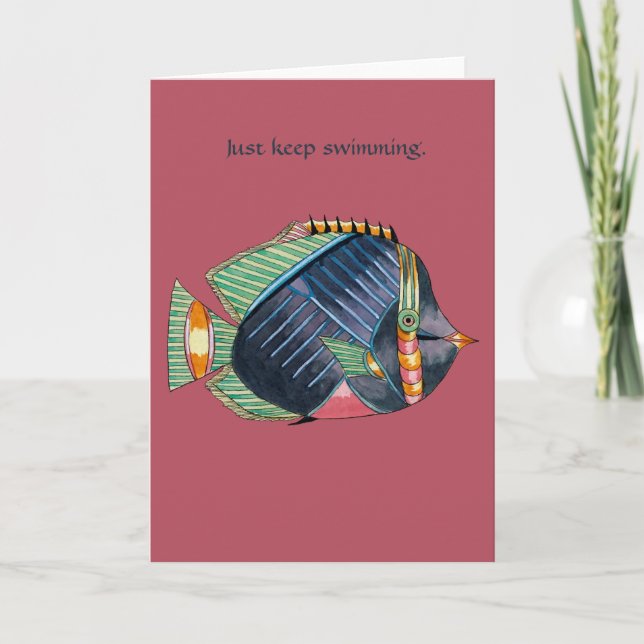Cartão De Festividades Continue nadando (Frente)