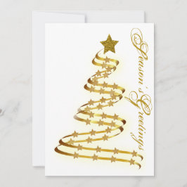 Cartão De Festividades Contorno de Abstrato de Estrelas de Árvore Dourada