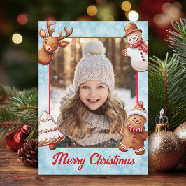 Cartão De Festividades Cookies de Gingercake Foto Quadro Azul Fundo