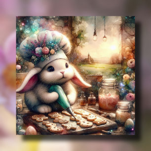 Cartão De Festividades Cookies de Páscoa de coelho com Glacé de coelho co