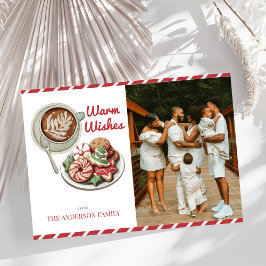 Cartão De Festividades Cookies e Cacau Foto de Natal Vermelho