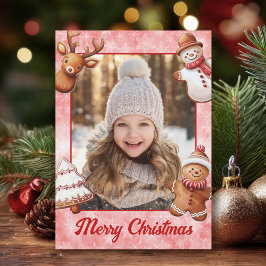 Cartão De Festividades Cookies Foto Quadro Vermelho Fundo Vermelho