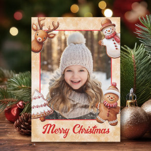 Cartão De Festividades Cookies Gingercake Foto Frame Brown Fundo