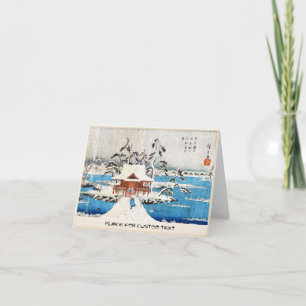 Cartão De Festividades Cool japanese vintage ukiyo-e lake shrine snow