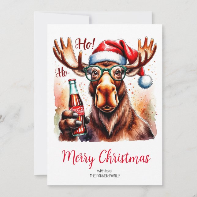 Cartão De Festividades Cool Moose Merry Christmas Card (Frente)