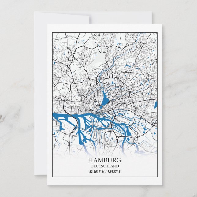 Cartão De Festividades Coordenadas do Mapa da Cidade da Alemanha Alemanha (Frente)