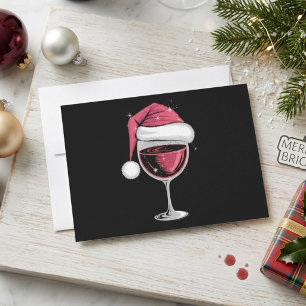 Cartão De Festividades Copo de Vinho Tinto Natal Natal Divertido Xmas 