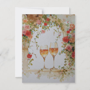 Cartão De Festividades Copos de vinho espumante sob um arco floral