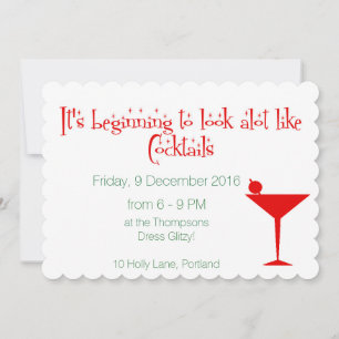 Cartão De Festividades Coquetéis de Natal Estilo de 50 Retroativo