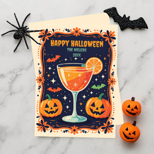 Cartão De Festividades Coquetel Retrô Mágico da Meia-Noite Halloween Assu
