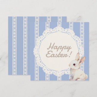 Cartão De Festividades Coquette Lace Doily Bunny Blue Flat Holiday Card