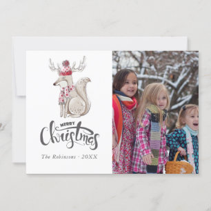 Cartão De Festividades Cor da água cômoda Fox de inverno Fox de Natal