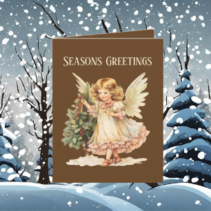 Cartão De Festividades Cor da água do Natal Festiva Anjo adicionar texto