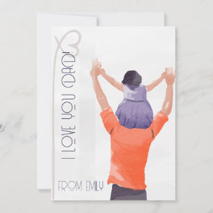 Cartão De Festividades Cor da água Ilustração Pai e filha