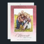 Cartão De Festividades Cor de Água Moderna - Vermelho Natal<br><div class="desc">Celebrar a época de Natal com estes modernos cartões com fotos estilhaçados,  com aquarela ombre em burgundy e pinks.</div>