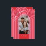 Cartão De Festividades Cor-de-rosa abstrato geométrica moderna, cor-de-ro<br><div class="desc">Cartão com fotos de feriado de abstrato cor vermelha e rosa da arca geométrica moderna. Incrível,  na tendência de design gráfico com as tendências de 'funky designer'. Parte de uma coleção.</div>