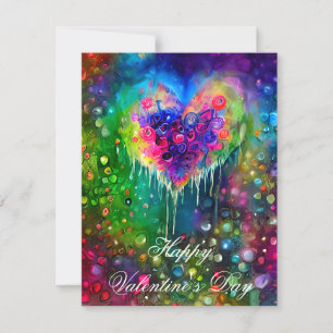 Cartão De Festividades Coração abstrato brilhante e namorados de bolhas