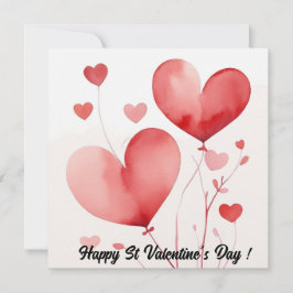 Cartão De Festividades Coração Bonito Aquarela Flores Dia dos Namorados