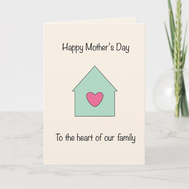 Cartão De Festividades Coração da Nossa Família Dia das Mães (Frente)