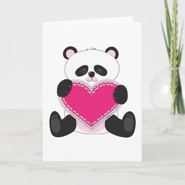 Cartão De Festividades Coração da panda (Frente)