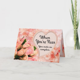 Cartão De Festividades Coração da pétala cor-de-rosa - verso do interior