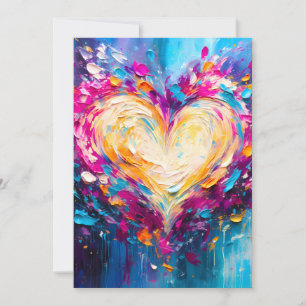 Cartão De Festividades Coração de Amor Moderno Abstrato Colorido