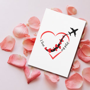 Cartão De Festividades Coração de Avião Eu amo Meu Piloto Dia dos Namorad