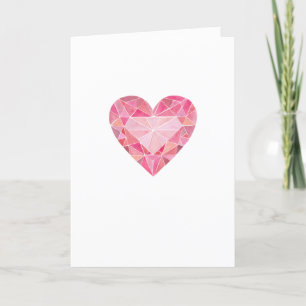 Cartão De Festividades Coração de Diamante Aquarela Joia Glam Nota de Amo