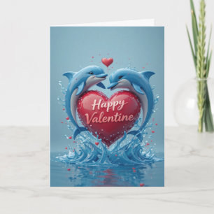 Cartão De Festividades Coração de Golfinho Dia dos Namorados Amor Oceano