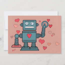 Cartão De Festividades Coração de Robô no Dia dos Namorados Nota de Amor