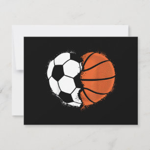 Cartão De Festividades Coração Esportes Futebol Basquete Bola Amante Vale