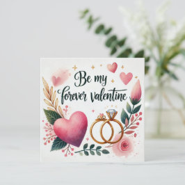 Cartão De Festividades Coração Floral com Anéis – Seja Meu Namorado para