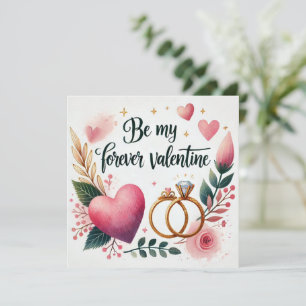 Cartão De Festividades Coração Floral com Anéis – Seja Meu Namorado para 