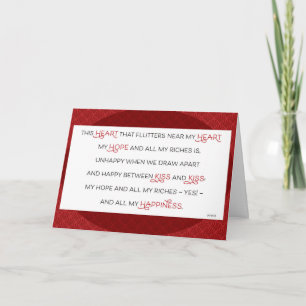 Cartão De Festividades Coração Flutters Beija Joyce Namorados Literário