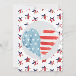 Cartão De Festividades Coração Patriótico com Design de Bandeira American